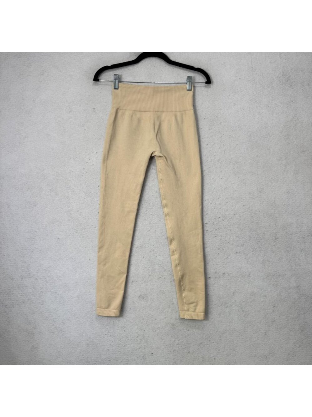 BO+TEE Leggings Womens S Beige High Rise Ankle Knit Yoga Athletic Workout